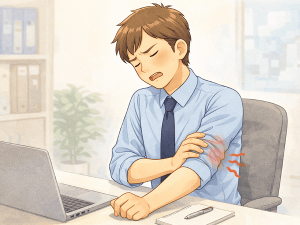 腕が痛い男性
