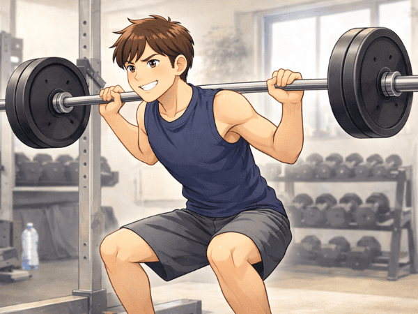 ウェイトトレーニング　スクワット　筋トレ　男性