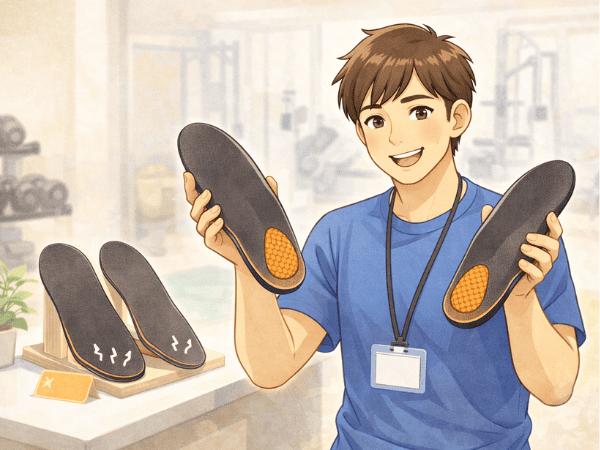 インソールを販売する男性スタッフ