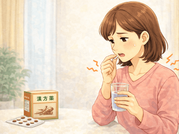 漢方薬を飲む女性