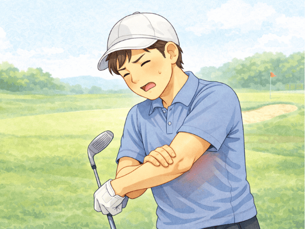 ゴルフ　男性　肘の痛み