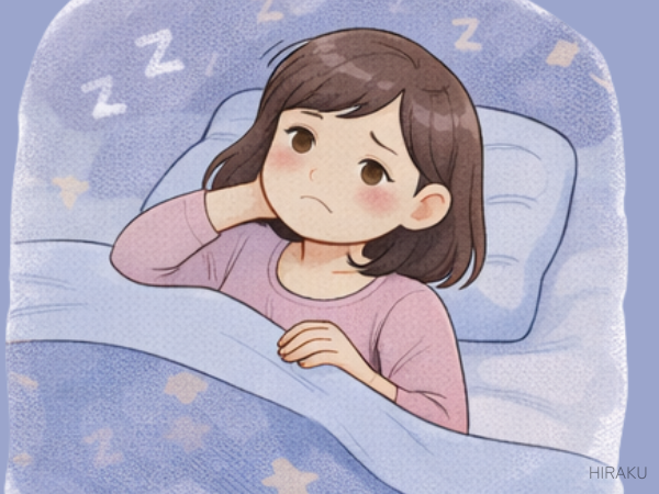 不眠　眠れない女性