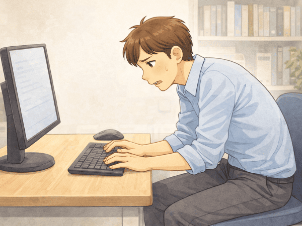 猫背　男性　パソコン