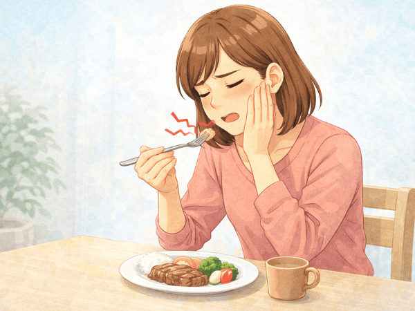 食事中に顎が痛い女性