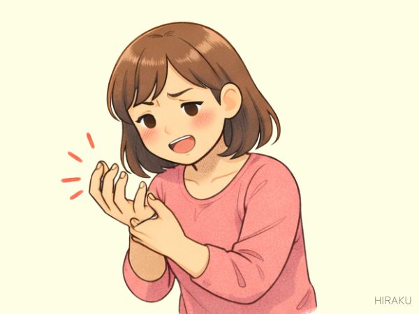 指が伸びない女性