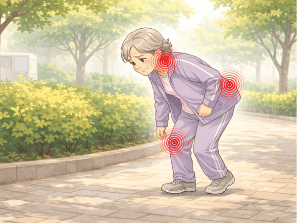 高齢者女性　運動　膝　腰　首　肩