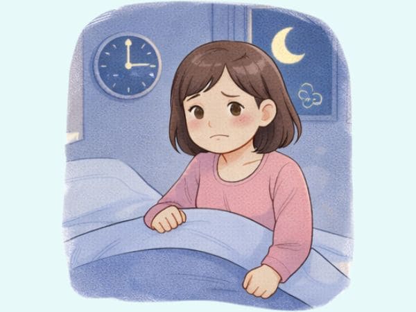 不眠　眠れない女性